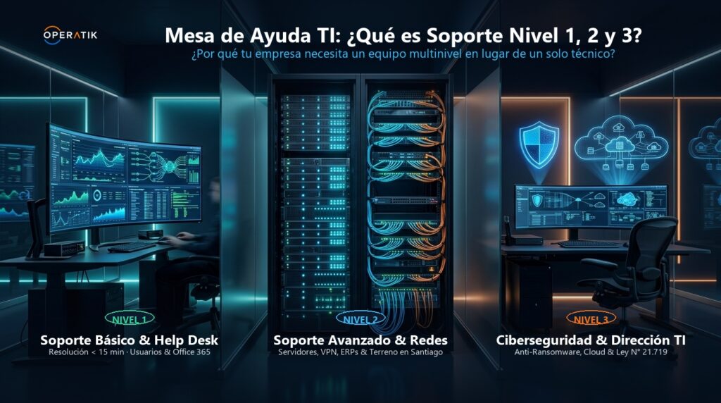 Mesa de ayuda TI y niveles de soporte informático 1, 2 y 3 para empresas en Chile - Operatik